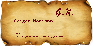 Greger Mariann névjegykártya