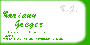 mariann greger business card